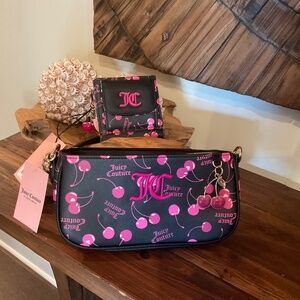 Juicy Couture  Y2K Cherry On Top Shoulder Purse Set , Black, NWT.